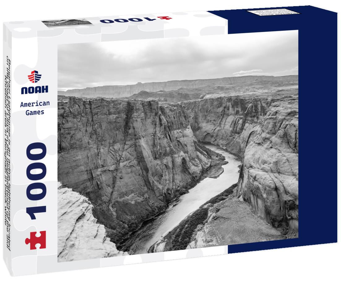 Noah Jigsaw Puzzle Benghazi Lighthouse is an active lighthouse located on the coast of Libya in the neighborhood of the Sidi Khrebish area in Benghazi in black white 1000 pieces