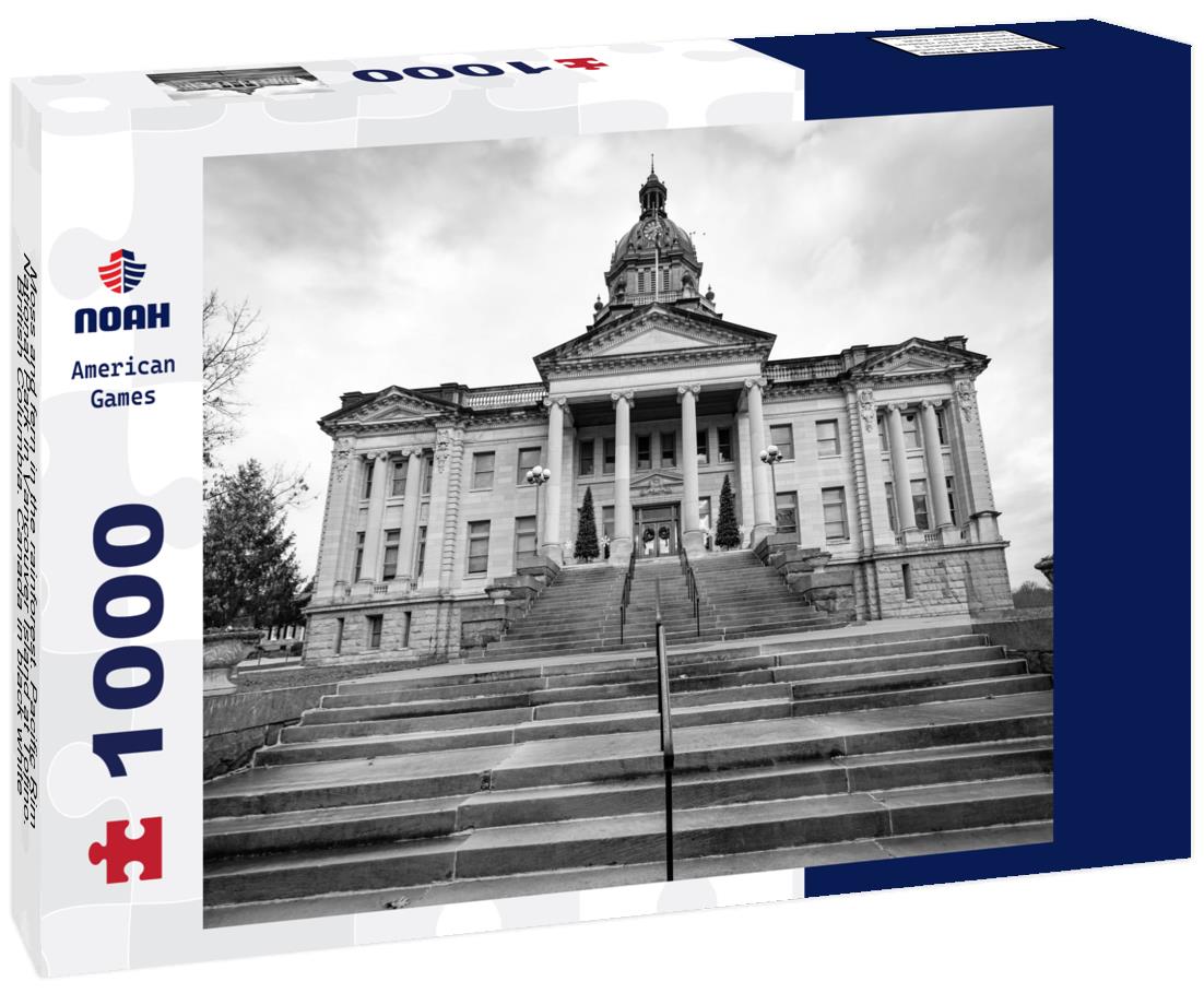 Noah Jigsaw Puzzle Moss and fern in the rainforest. Pacific Rim National Park in Vancouver Island at Tofino. British Columbia. Canada in black white 1000 pieces