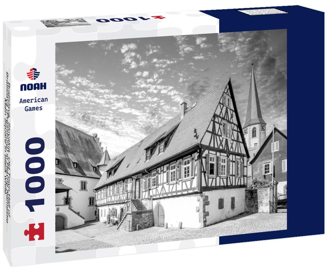 Noah Jigsaw Puzzle Bratislava, Slovakia. Old Town Hall of Bratislava (Pressburg) in Hlavne Namestie, Main Square in black white 1000 pieces
