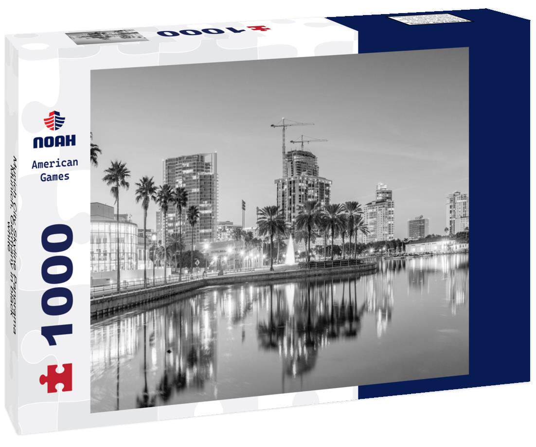 Noah Jigsaw Puzzle Munich City Skyline Panorama, Munich, Germany in black white 1000 pieces