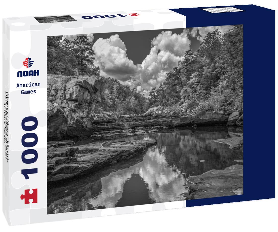 Noah Jigsaw Puzzle Newport News, Virginia, USA cityscape at dusk in black white 1000 pieces