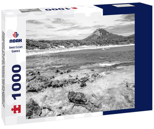 Noah Jigsaw Puzzle Essaouira city wall bastion and the citadel of Essaouira, a robust fortress along Morocco's coast, located in the historic old city Medina of Essaouira, Morocco in black white 1000 pieces