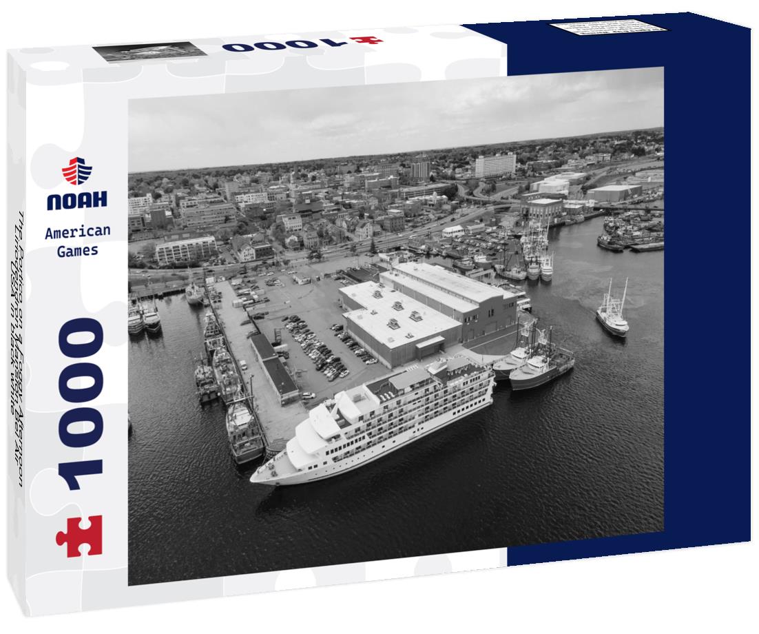 Noah Jigsaw Puzzle The Portico on a Foggy Afternoon, Liriodendron Mansion Bel Air, USA in black white 1000 pieces