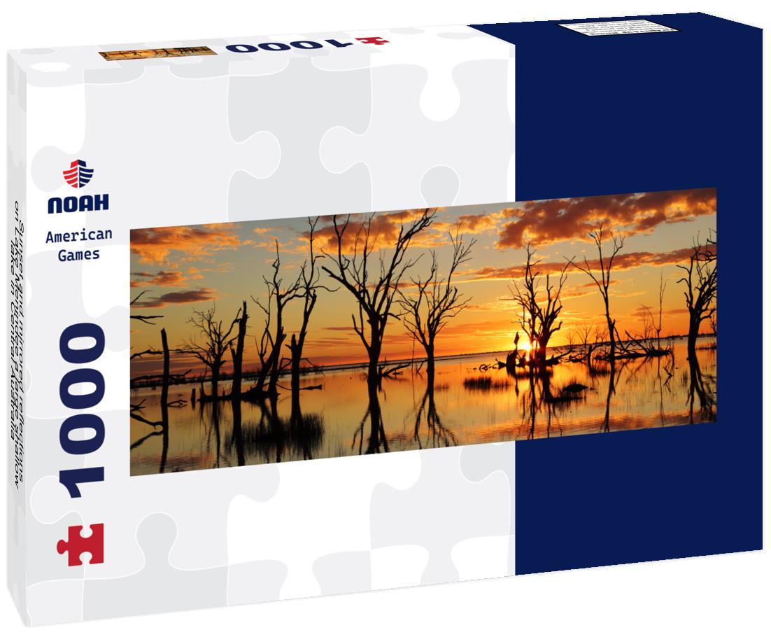 Noah Jigsaw Puzzle Sunset and mirrored reflections on Lake Menindee a large shallow lake in Central Australia panorama 1000 pieces