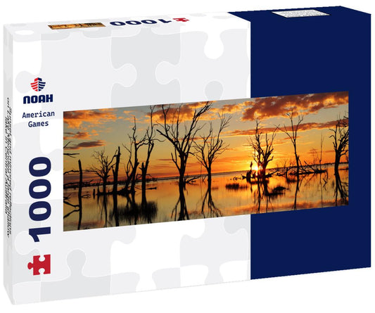 Noah Jigsaw Puzzle Sunset and mirrored reflections on Lake Menindee a large shallow lake in Central Australia panorama 1000 pieces