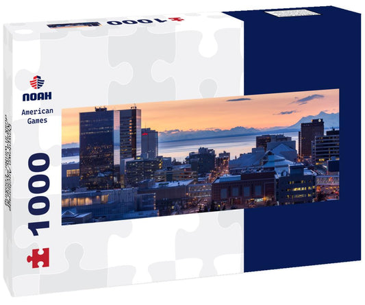 Noah Jigsaw Puzzle Downtown Anchorage, Alaska City skyline at dusk in winter. Looking west towards Cook Inlet panorama 1000 pieces