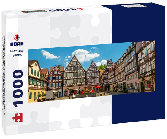 Noah Jigsaw Puzzle Schorndorf, main square of historical centre and a tower of Stadtkirche church, a town in Baden-Württemberg, Germany panorama 1000 pieces