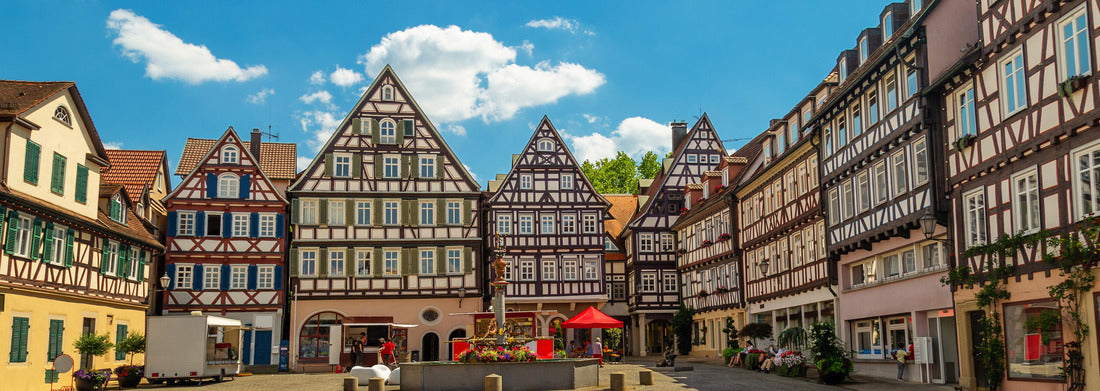 Noah Jigsaw Puzzle Schorndorf, main square of historical centre and a tower of Stadtkirche church, a town in Baden-Württemberg, Germany panorama 1000 pieces