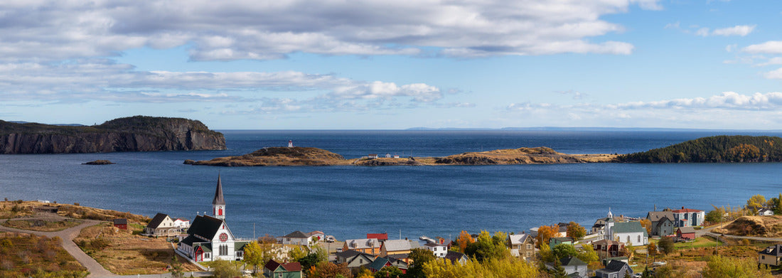 Noah Jigsaw Puzzle Aerial panoramic view of a small town on the Atlantic Ocean Coast during a sunny day. Taken in Trinity, Newfoundland and Labrador, Canada panorama 1000 pieces