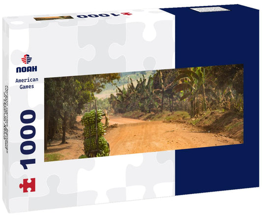 Noah Jigsaw Puzzle Person carries bananas on bicycle on dirt road in Uganda Africa panorama 1000 pieces