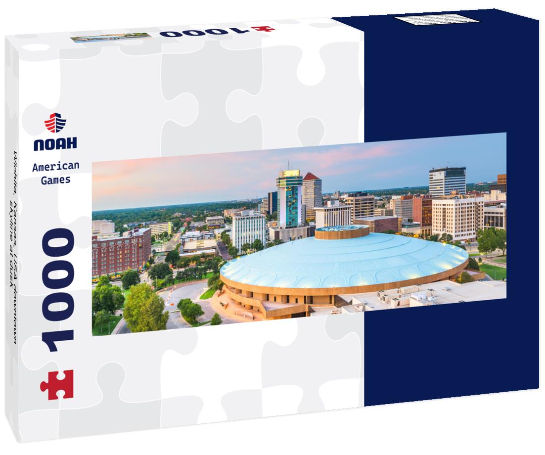 Wichita, Kansas, USA downtown skyline at dusk 1000pc Panoramic Puzzle
