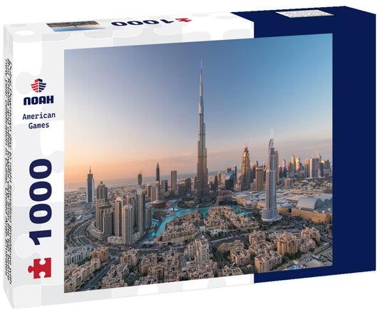 Noah Jigsaw Puzzle Dubai Downtown day to night transition timelapse with Burj Khalifa and other towers view from the top before new year celebration in Dubai, United Arab Emirates 1000 pieces