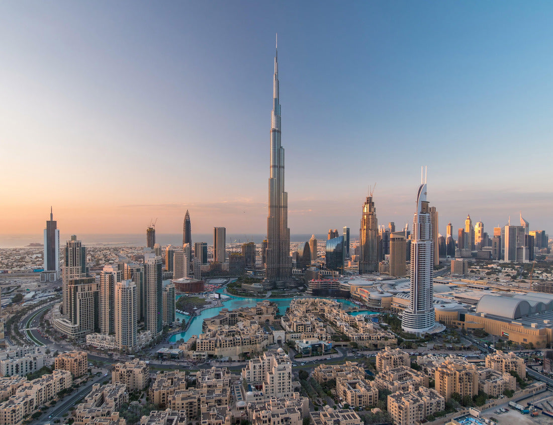 Noah Jigsaw Puzzle Dubai Downtown day to night transition timelapse with Burj Khalifa and other towers view from the top before new year celebration in Dubai, United Arab Emirates 1000 pieces