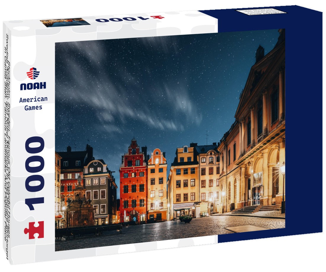 Stockholm, Sweden. Famous Old Colorful Houses, Swedish Academy and Nobel Museum In Old Square Stortorget In Gamla Stan. Famous Landmarks And Popular Place 1000pc Puzzle