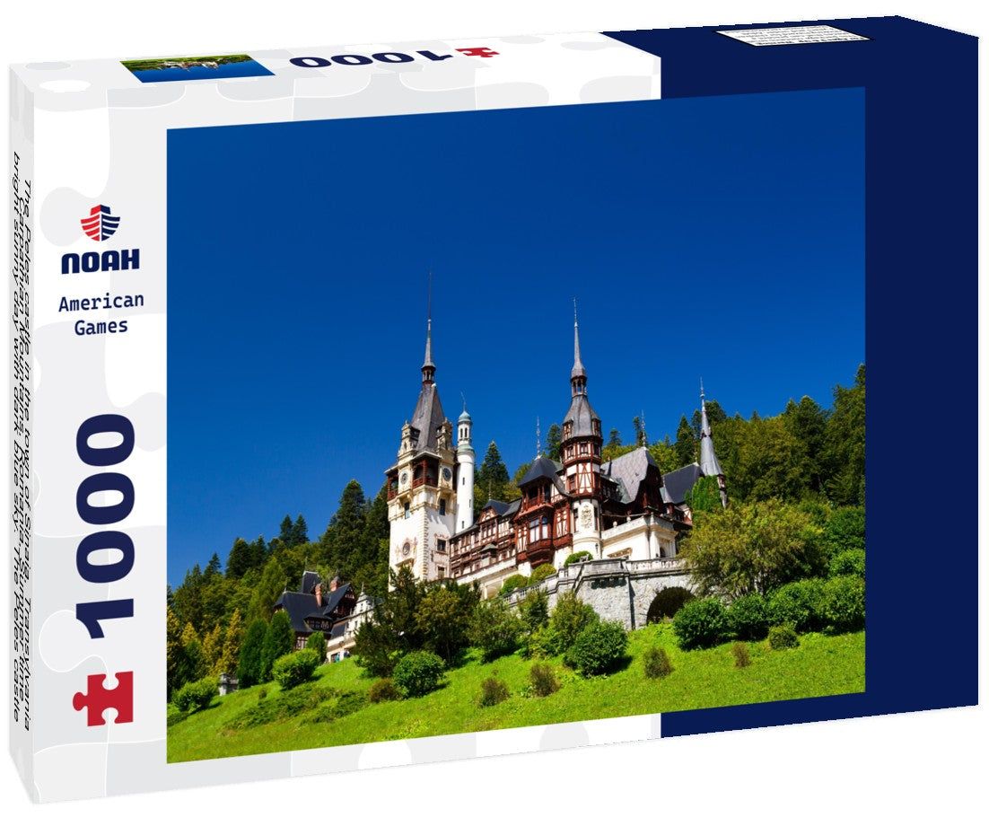 The Peles castle in the town of Sinaia, Transylvania, Carpathian Mountains, Romania, Summer time, bright sunny day with dark blue sky. The Peles castle is one of the most beautiful castles in Europe 1000pc Puzzle