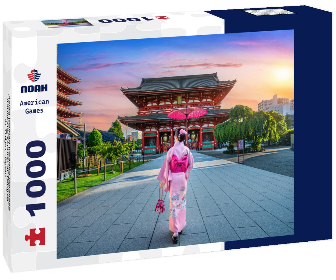 Noah Jigsaw Puzzle Asian woman wearing japanese traditional kimono at Temple in Tokyo, Japan 1000 pieces