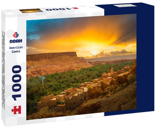 Noah Jigsaw Puzzle Experience the stunning sunset over a Berber village in Dades Valley, Tinghir, Morocco. This scenic view of Todra Gorge captures the essence of traditional rural life 1000 pieces