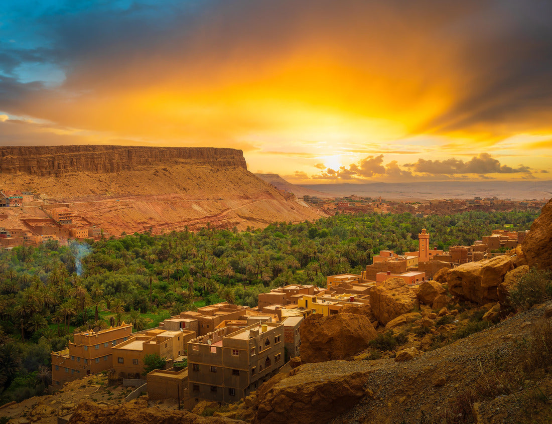 Noah Jigsaw Puzzle Experience the stunning sunset over a Berber village in Dades Valley, Tinghir, Morocco. This scenic view of Todra Gorge captures the essence of traditional rural life 1000 pieces