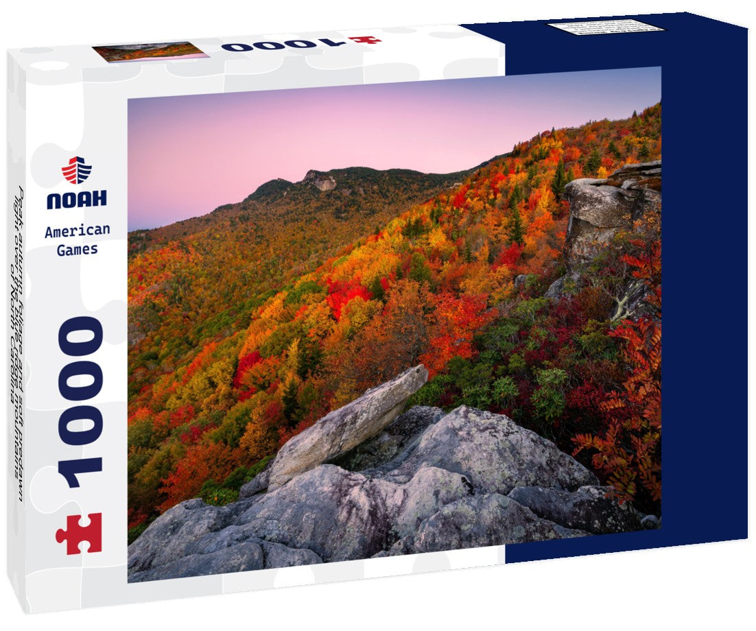Peak autumn foliage and soft predawn light over the blue ridge mountains of North Carolina 1000pc Puzzle