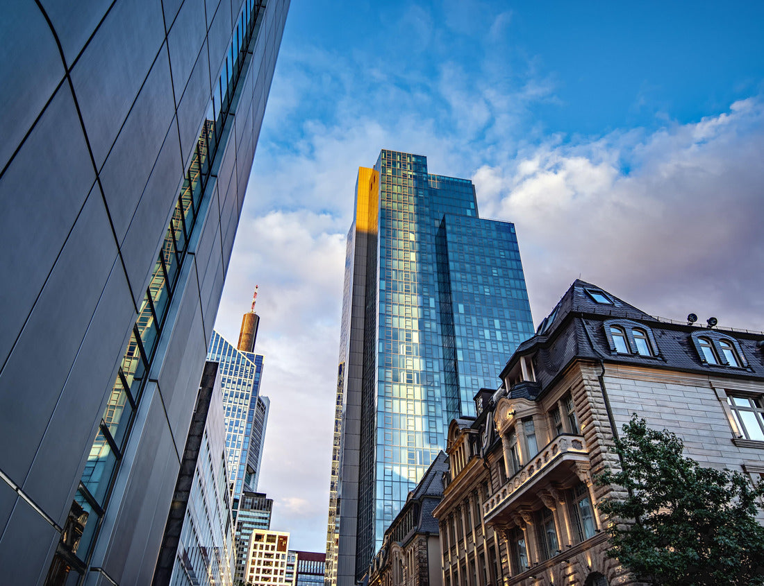 Skyscrapers and tall buildings line the street on a cityscape: Frankfurt 1000pc Puzzle