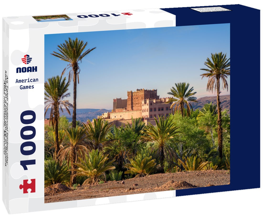 Noah Jigsaw Puzzle Ait Taleb traditional berber clay kasbah in a palm grove in Skoura, Atlas mountains, Morocco 1000 pieces