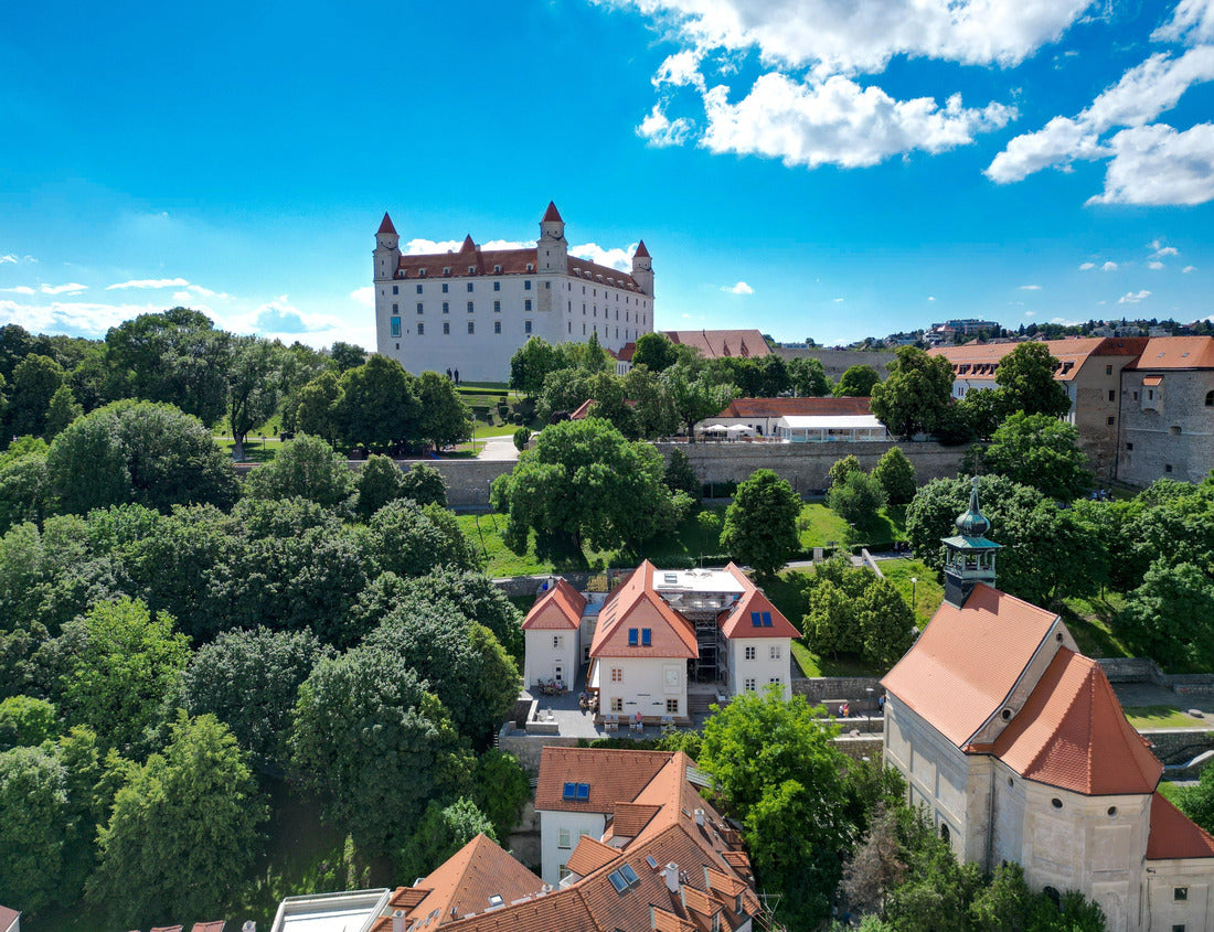 Bratislava Castle from Historic Old Town. The Bratislava Castle sits high above the Slovakian capital city of Bratislava and the Danube River 1000pc Puzzle