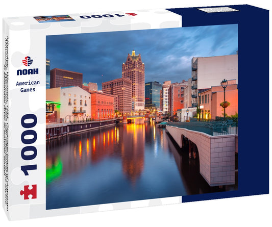 Noah Jigsaw Puzzle Milwaukee, Wisconsin, USA. Cityscape image of downtown Milwaukee, Wisconsin, USA with reflection of the skyline in Milwaukee River at summer sunset 1000 pieces