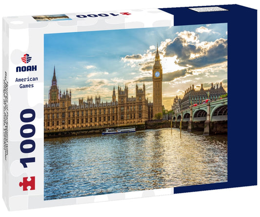 Noah Jigsaw Puzzle Houses of Parliament with Big Ben tower and Westminster bridge at sunset, London, UK 1000 pieces