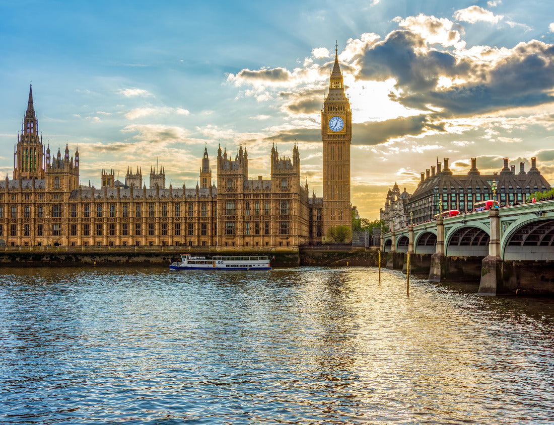 Noah Jigsaw Puzzle Houses of Parliament with Big Ben tower and Westminster bridge at sunset, London, UK 1000 pieces