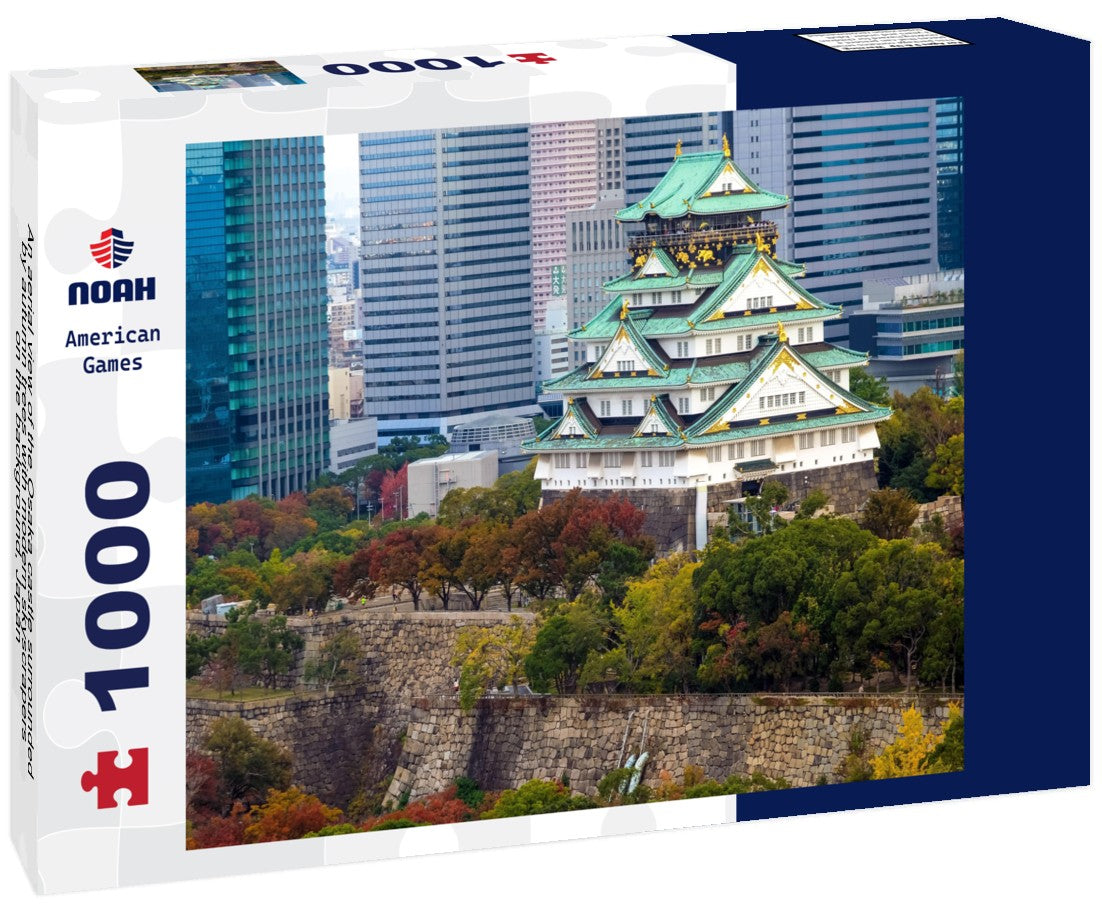 Noah Jigsaw Puzzle An aerial view of the Osaka castle surrounded by autumn trees with modern skyscrapers on the background, Japan 1000 pieces