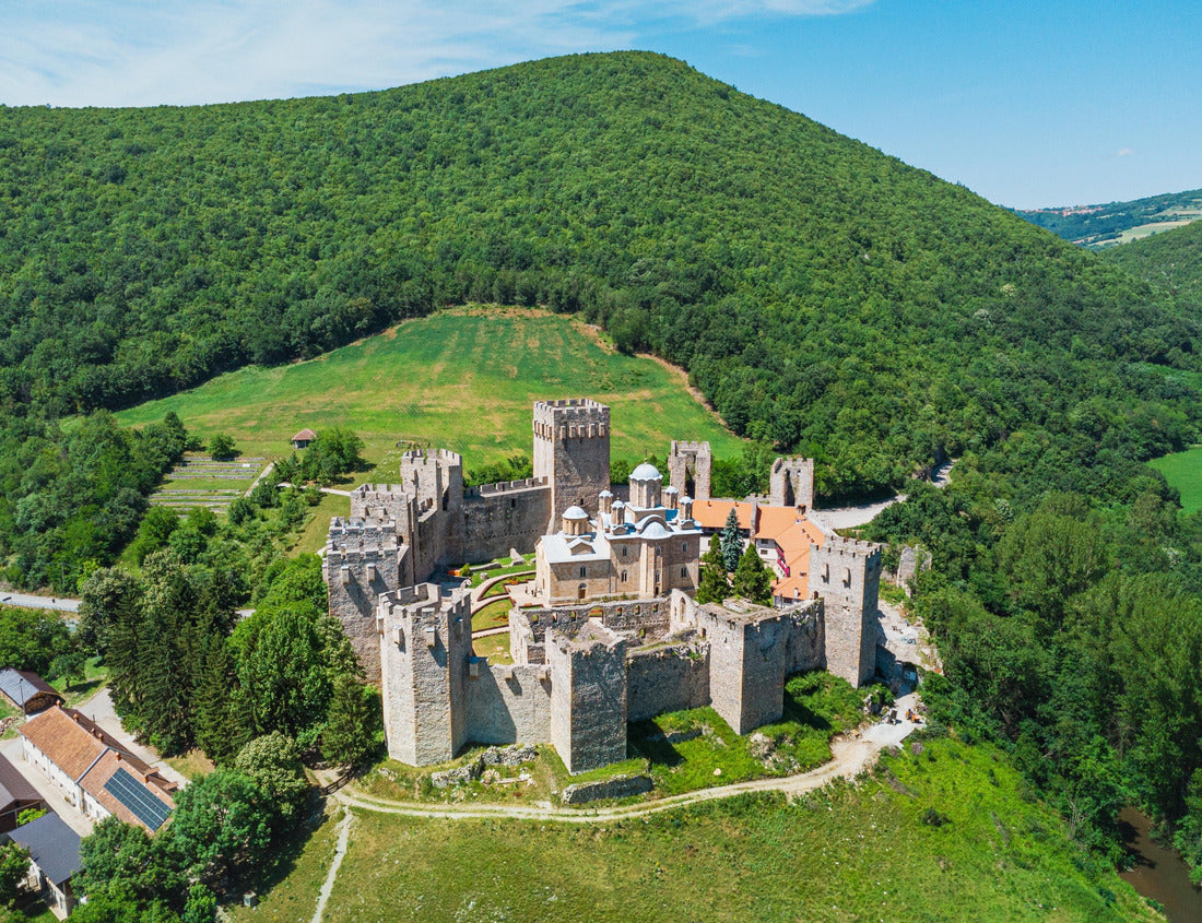 Noah Jigsaw Puzzle Aerial view of the historic Manasija Monastery, a national heritage site in Serbia, nestled in a mountainous and forested landscape 1000 pieces