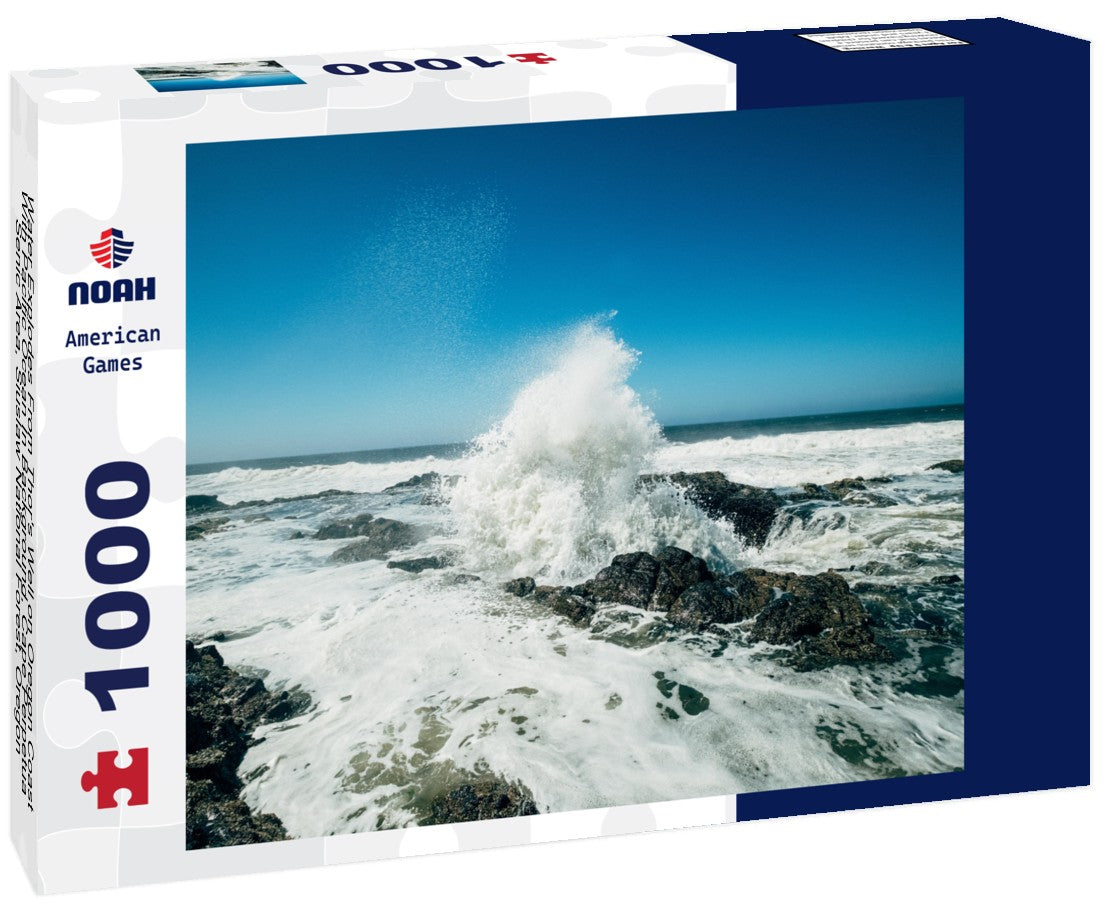 Water Explodes From Thor's Well on Oregon Coast With Pacific Ocean In Background, Cape Perpetua Senic Area, Siuslaw National Forest, Oregon 1000pc Puzzle