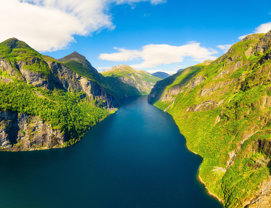 Noah Jigsaw Puzzle Geiranger Fjord, Norway. Nature in fjords. Traveling by boat on a Norwegian fjord. Scandinavia. View of nature from the drone. Seven Sisters Waterfall 1000 pieces