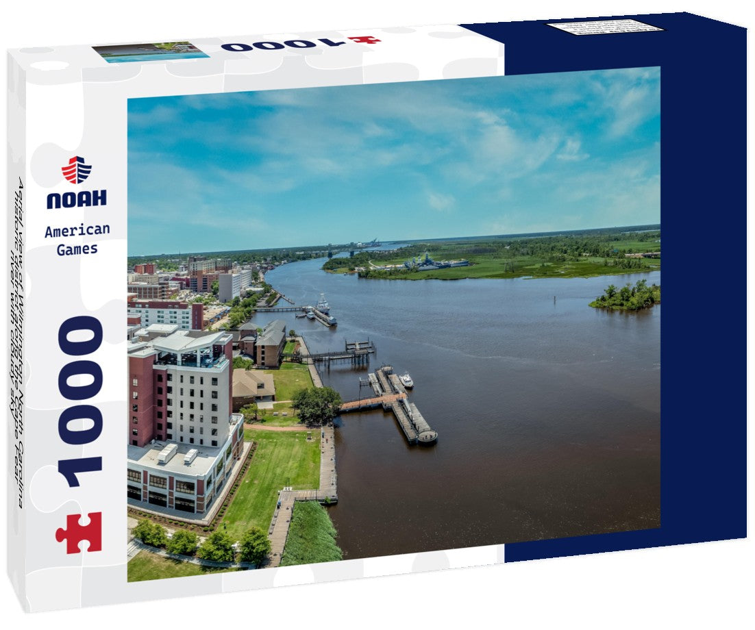 Noah Jigsaw Puzzle Aerial view of Wilmington North Carolina historic district along the Cape Fear river with cloudy sky 1000 pieces