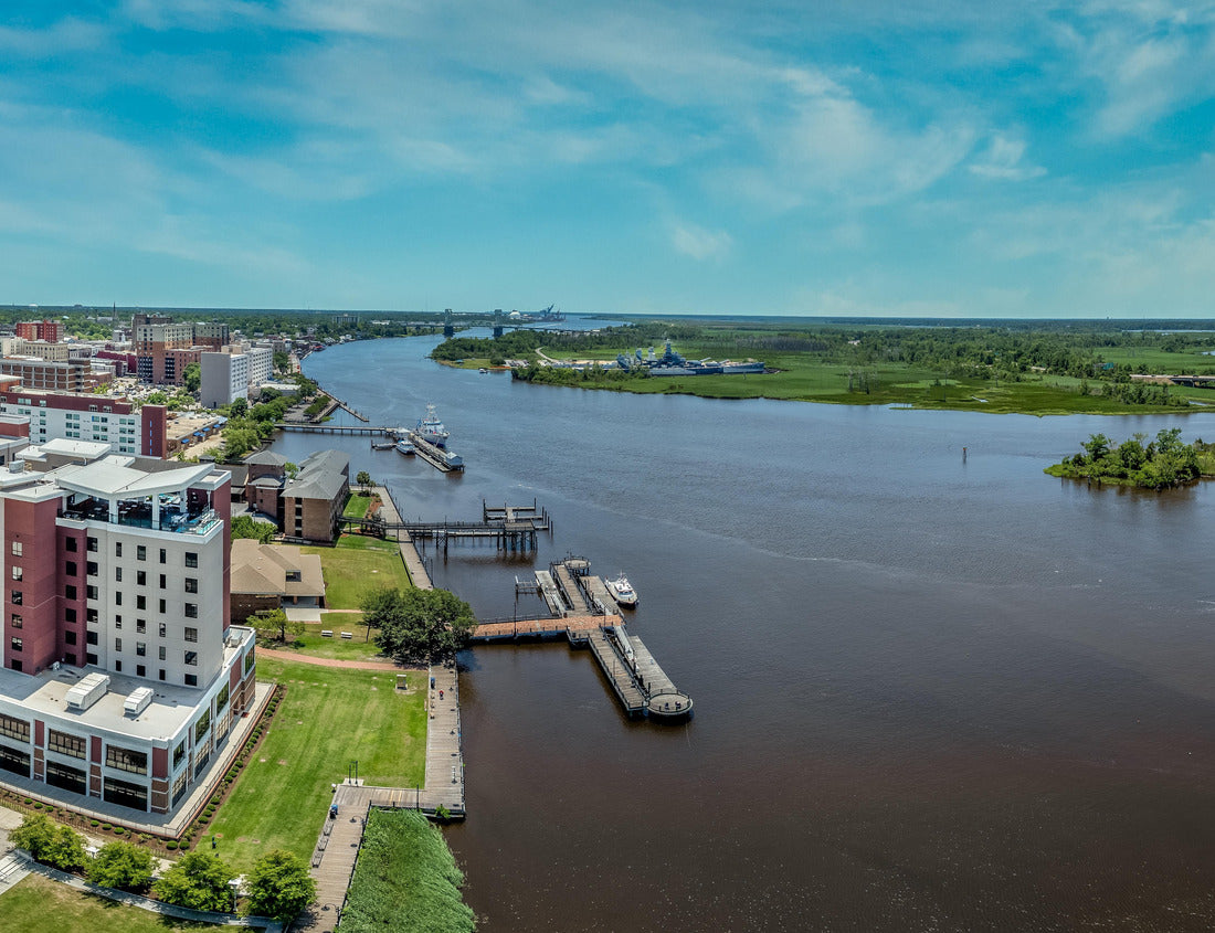 Noah Jigsaw Puzzle Aerial view of Wilmington North Carolina historic district along the Cape Fear river with cloudy sky 1000 pieces