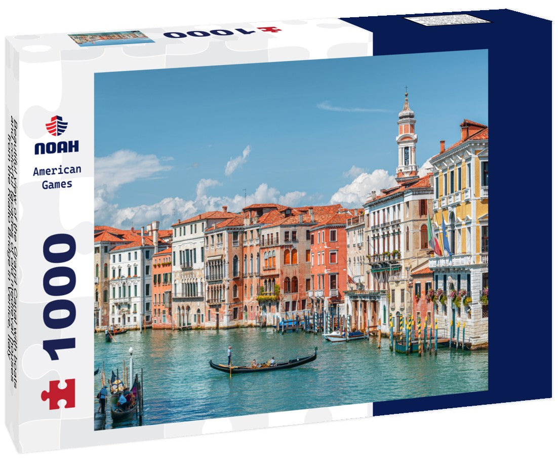 Noah Jigsaw Puzzle Beautiful view of the Grand Canal with boats and colorful facades of old medieval houses from the Rialto Bridge in Venice, Italy 1000 pieces