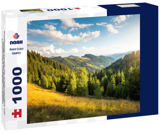 Noah Jigsaw Puzzle Breathtaking summer day in wild mountains with coniferous forest and green slopes. Location place Carpathian mountains, Ukraine 1000 pieces