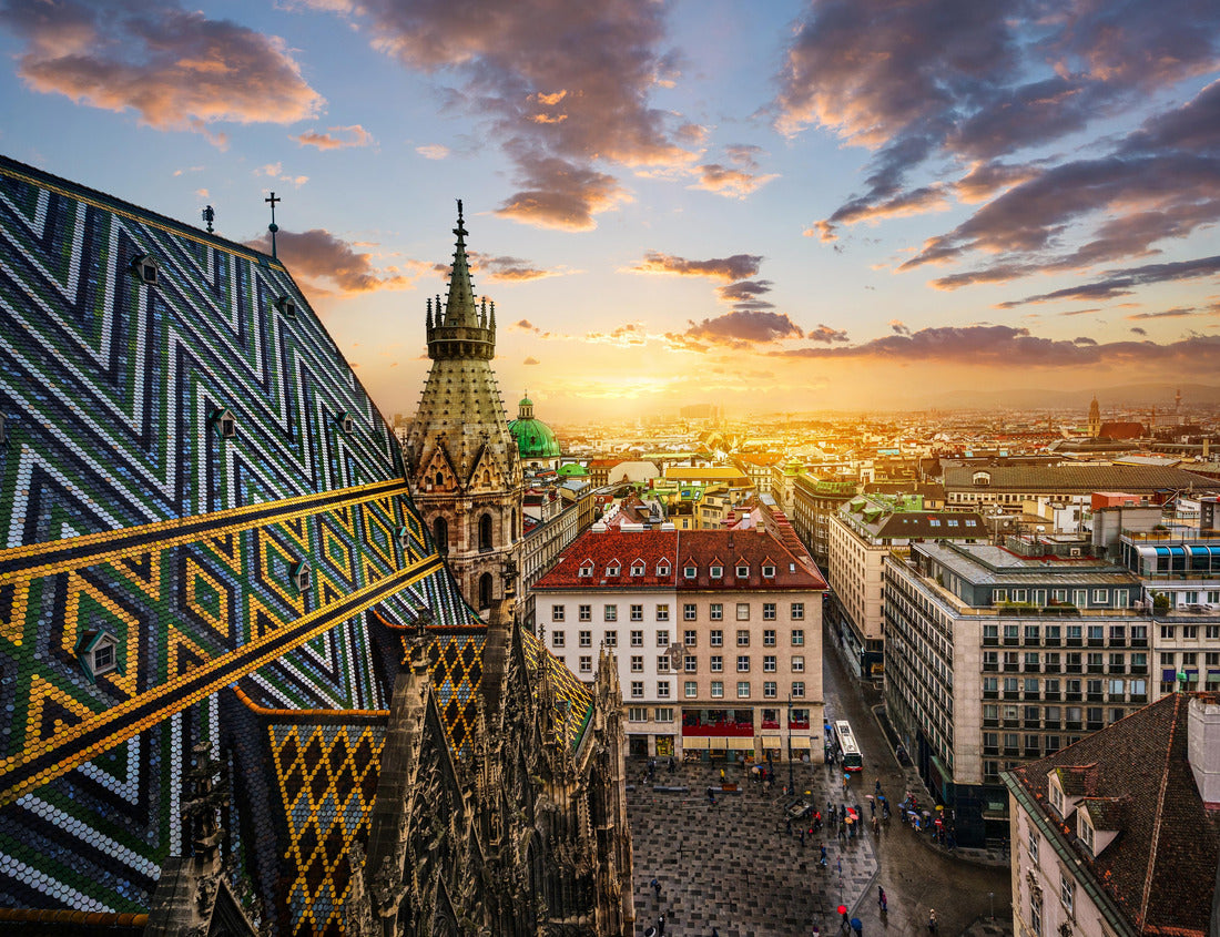 Vienna from the roof of St. Stephen's Cathedral, Vienna, Austria. St. Stephen's Cathedral is a symbol and landmark of the city of Vienna 1000pc Puzzle