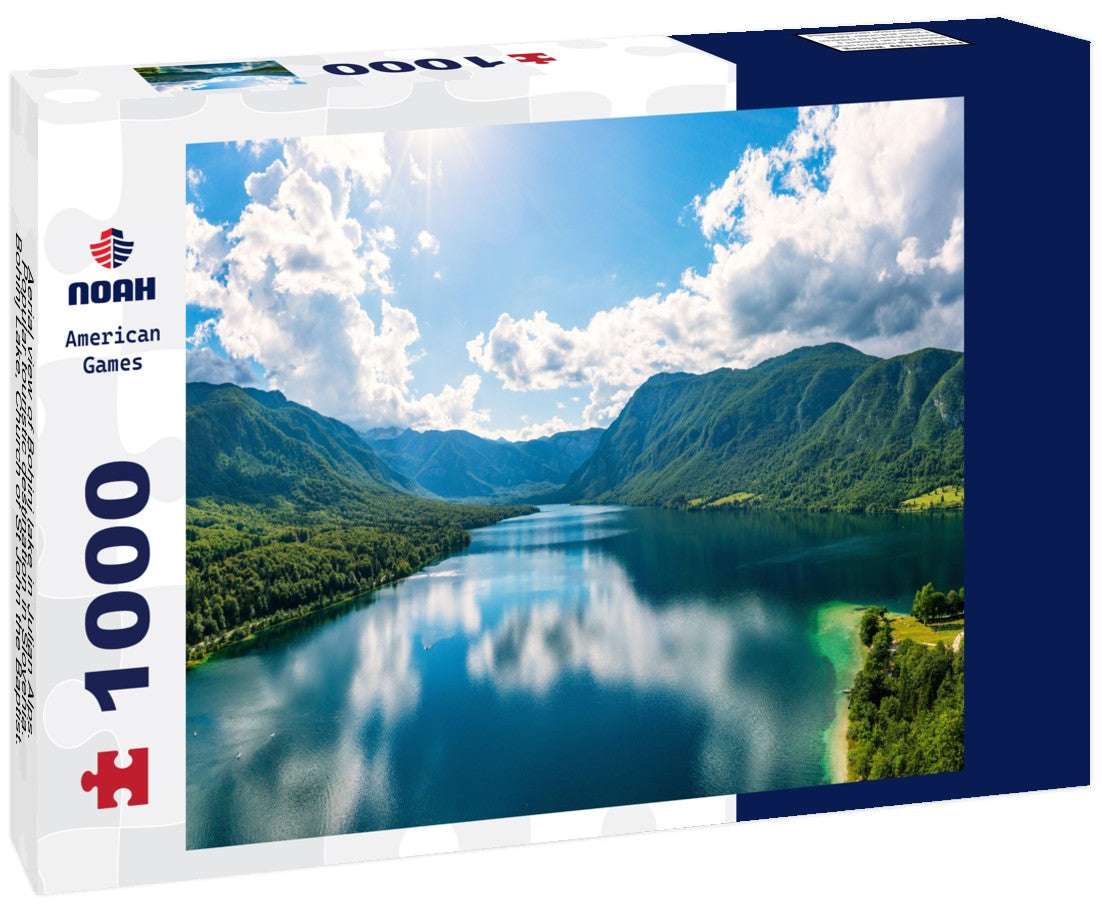 Noah Jigsaw Puzzle Aerial view of Bohinj lake in Julian Alps. Popular touristic destination in Slovenia. Bohinj Lake, Church of St John the Baptist. Triglav National Park, Julian Alps, Slovenia 1000 pieces