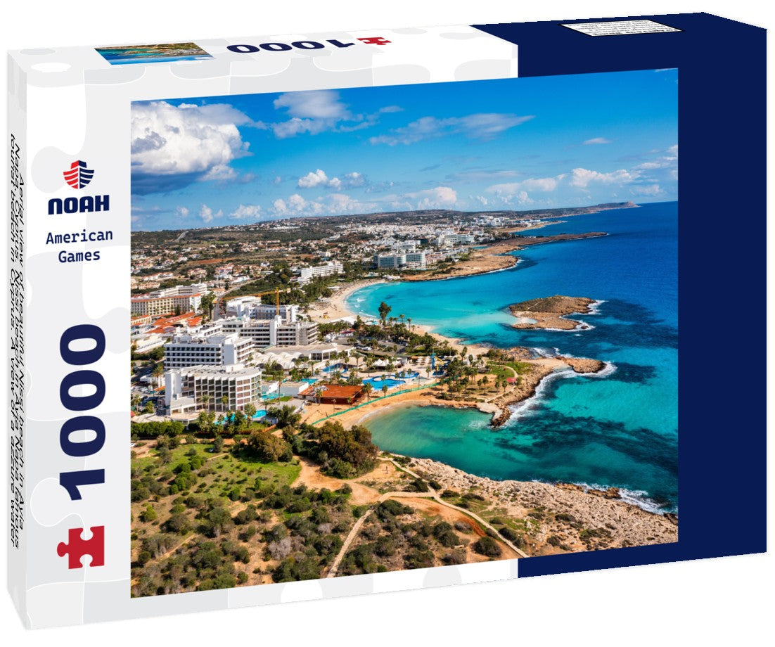 Noah Jigsaw Puzzle Aerial view of beautiful Nissi beach in Ayia Napa, Cyprus. Nissi beach in Ayia Napa famous tourist beach in Cyprus. A view of a azzure water and Nissi beach in Aiya Napa, Cyprus 1000 pieces