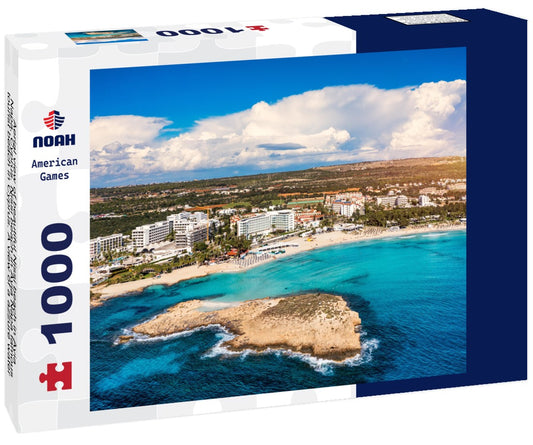 Noah Jigsaw Puzzle Aerial view of beautiful Nissi beach in Ayia Napa, Cyprus. Nissi beach in Ayia Napa famous tourist beach in Cyprus. A view of a azzure water and Nissi beach in Aiya Napa, Cyprus 1000 pieces
