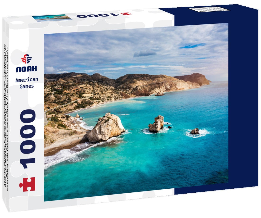 Petra tou Romiou (Aphrodite's Rock) the birthplace of Aphrodite, Paphos, Cyprus. Aerial view of Petra tou Romiou, aka Aphrodite's rock a famous tourist travel destination landmark in Paphos, Cyprus 1000pc Puzzle