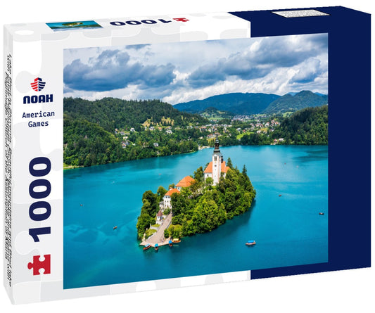 Noah Jigsaw Puzzle Lake Bled in Slovenia. Beautiful mountains and Bled lake with small Pilgrimage Church. Bled lake and island with Pilgrimage Church of the Assumption of Maria 1000 pieces