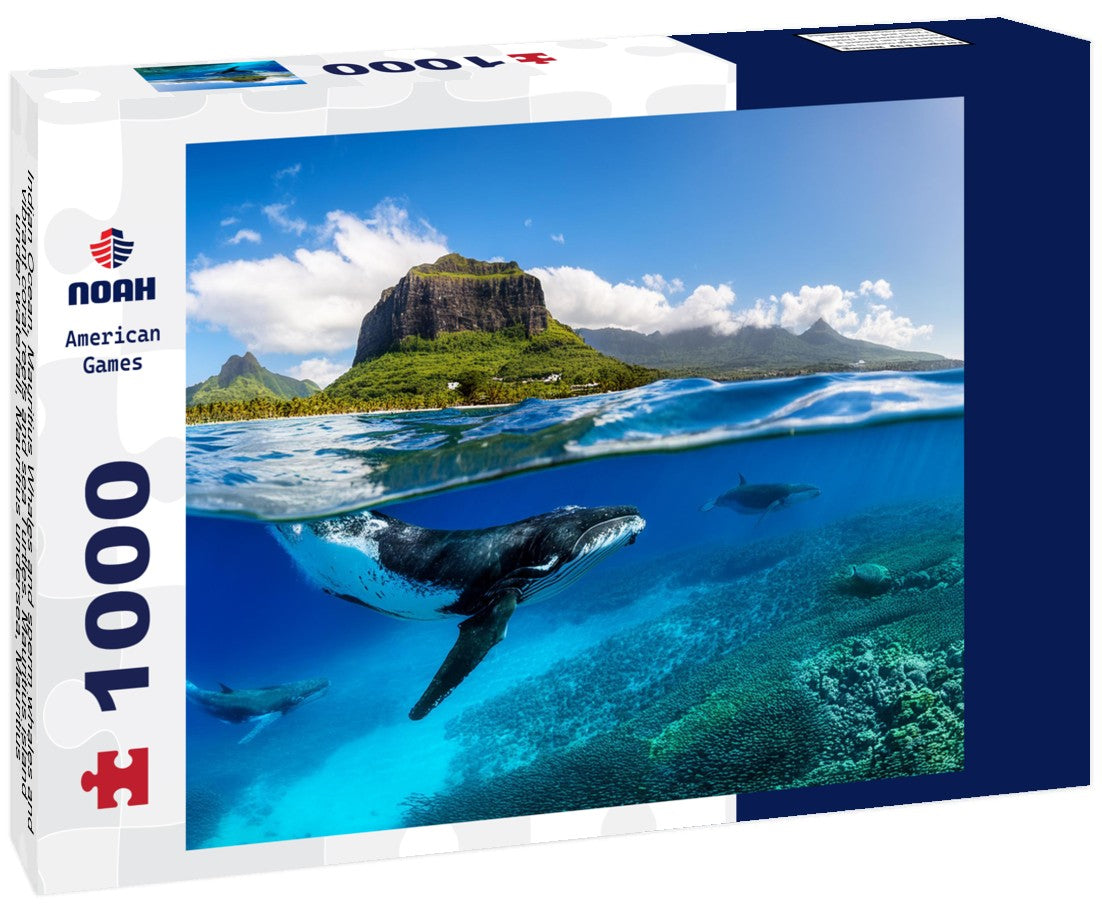 Noah Jigsaw Puzzle Indian Ocean, Mauritius Whales and sperm whales and vibrant coral reefs and sea Turtles. Mauritius island under waterfall, Mauritius undersea, Mauritius 1000 pieces