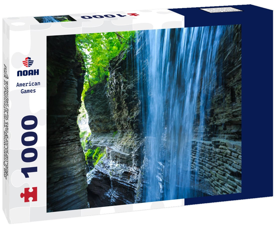 Noah Jigsaw Puzzle A waterfall falls into a pool among rock formations at Watkins Glen State Park in Pennsylvania, showcasing the power and beauty of nature, USA 1000 pieces