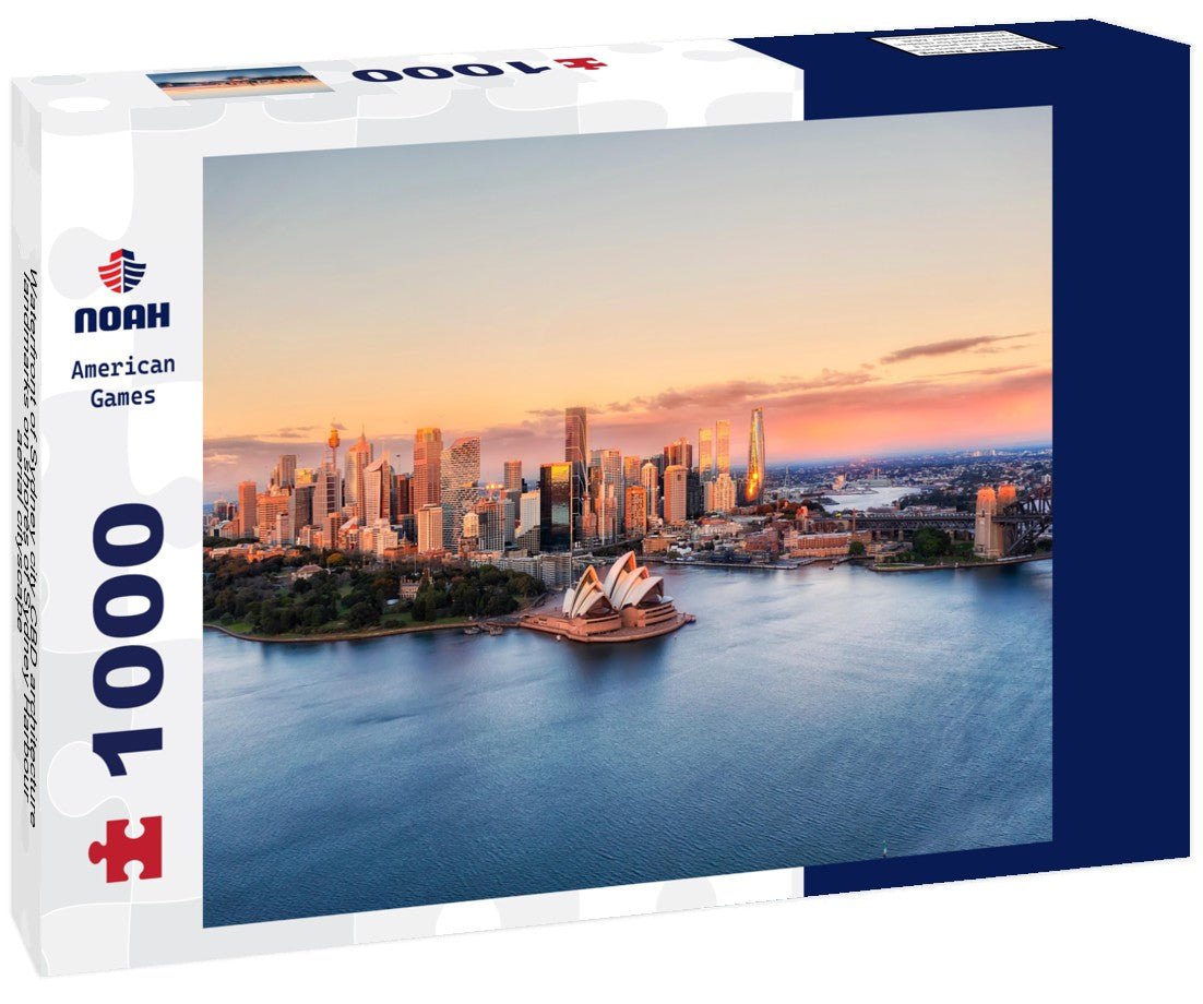 Waterfront of Sydney city CBD architecture landmarks on shores of Sydney Harbour aerial cityscape 1000pc Puzzle