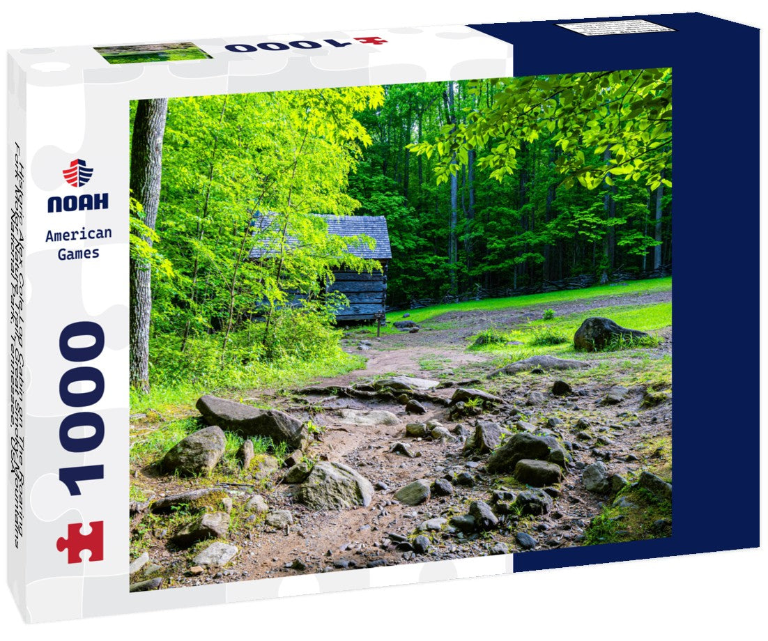 Noah Jigsaw Puzzle Historic Alex Cole Log Cabin on The Roaring Fork Motor Nature Trail, Great Smoky Mountains, National Park, Tennessee, USA 1000 pieces