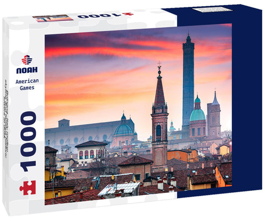 Noah Jigsaw Puzzle Bologna, Italy rooftop skyline and famous historic towers at dusk 1000 pieces