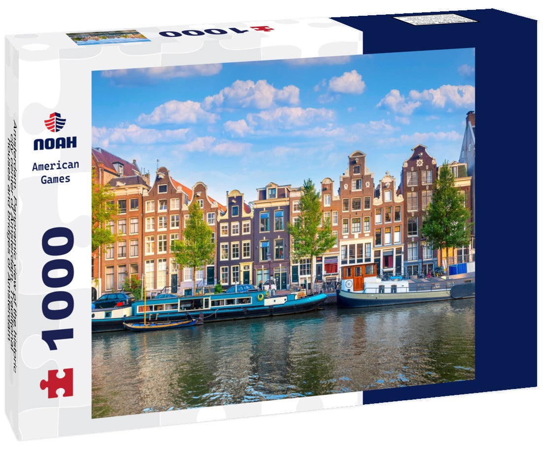 Noah Jigsaw Puzzle Amsterdam. Panoramic view of the historic city center of Amsterdam. Traditional houses and bridges of Amsterdam 1000 pieces