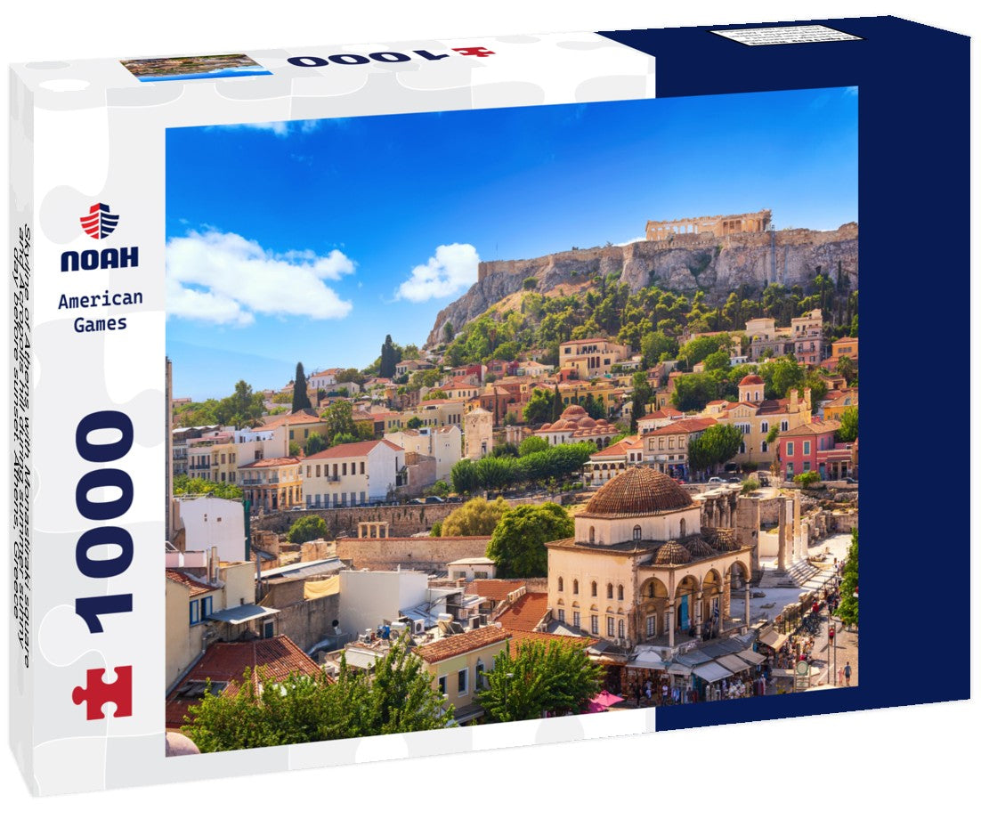 Skyline of Athens with Monastiraki square and Acropolis hill during summer sunny day before sunset. Athens, Greece 1000pc Puzzle